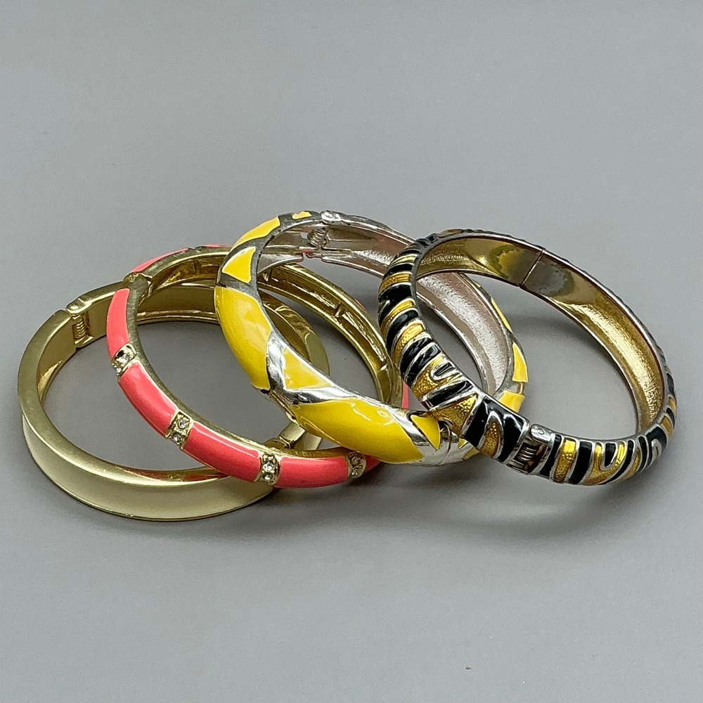 Bangle Bracelet Set Women Multicolor Enamel Rhinestone Hinge Fashion Jewelry